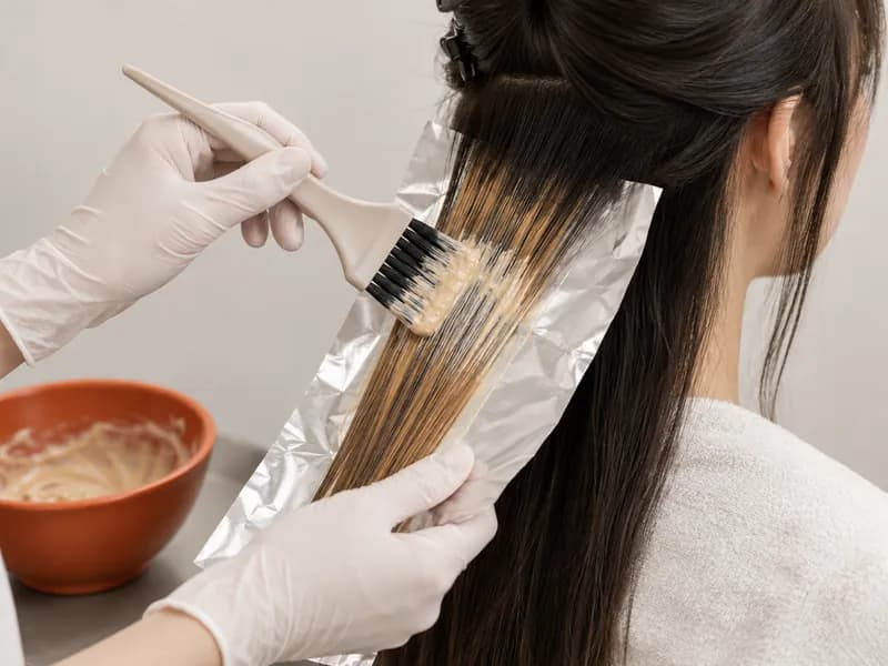 Coloration appliquée au pinceau sur les cheveux