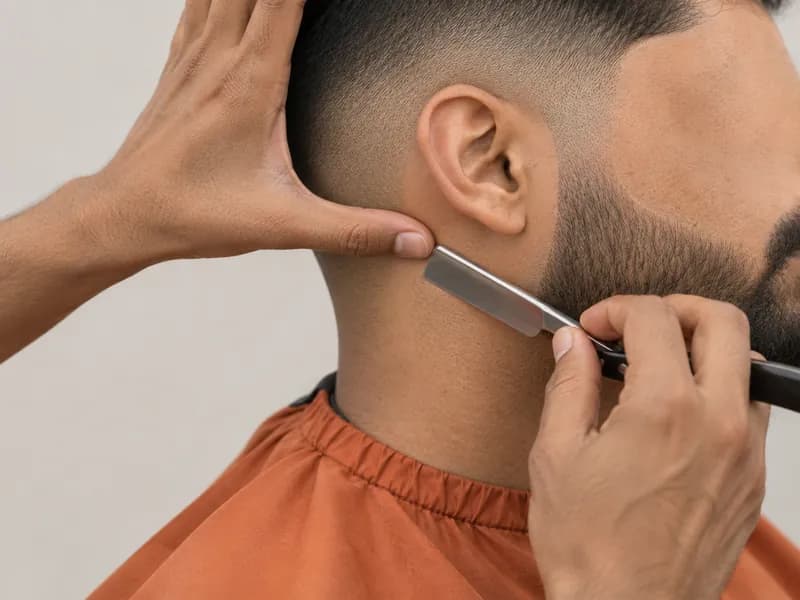 Contour de barbe au rasoir après une coupe courte