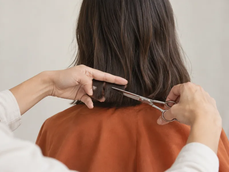 Coupe des pointes de cheveux mi-longs aux ciseaux